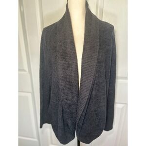 Barefoot Dreams CozyChic Lite Cardigan XL Carbon Gray Open Front Soft Drape‎